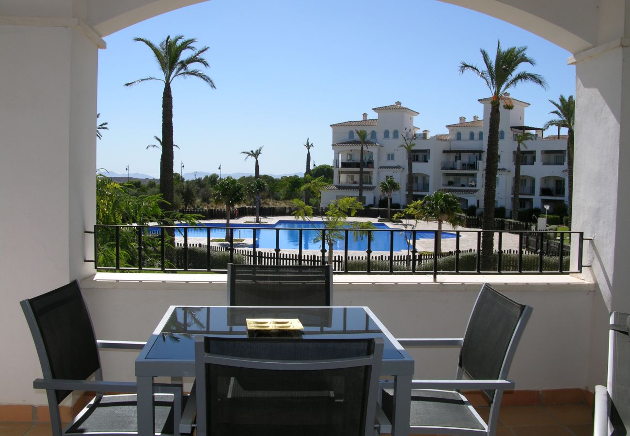 Beautiful and well equipped terrace of Hacienda Riquelme apartment