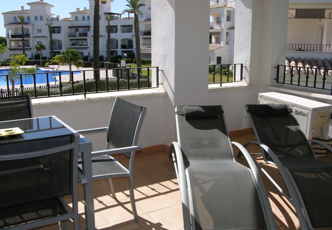 Beautiful and well equipped terrace of Hacienda Riquelme apartment