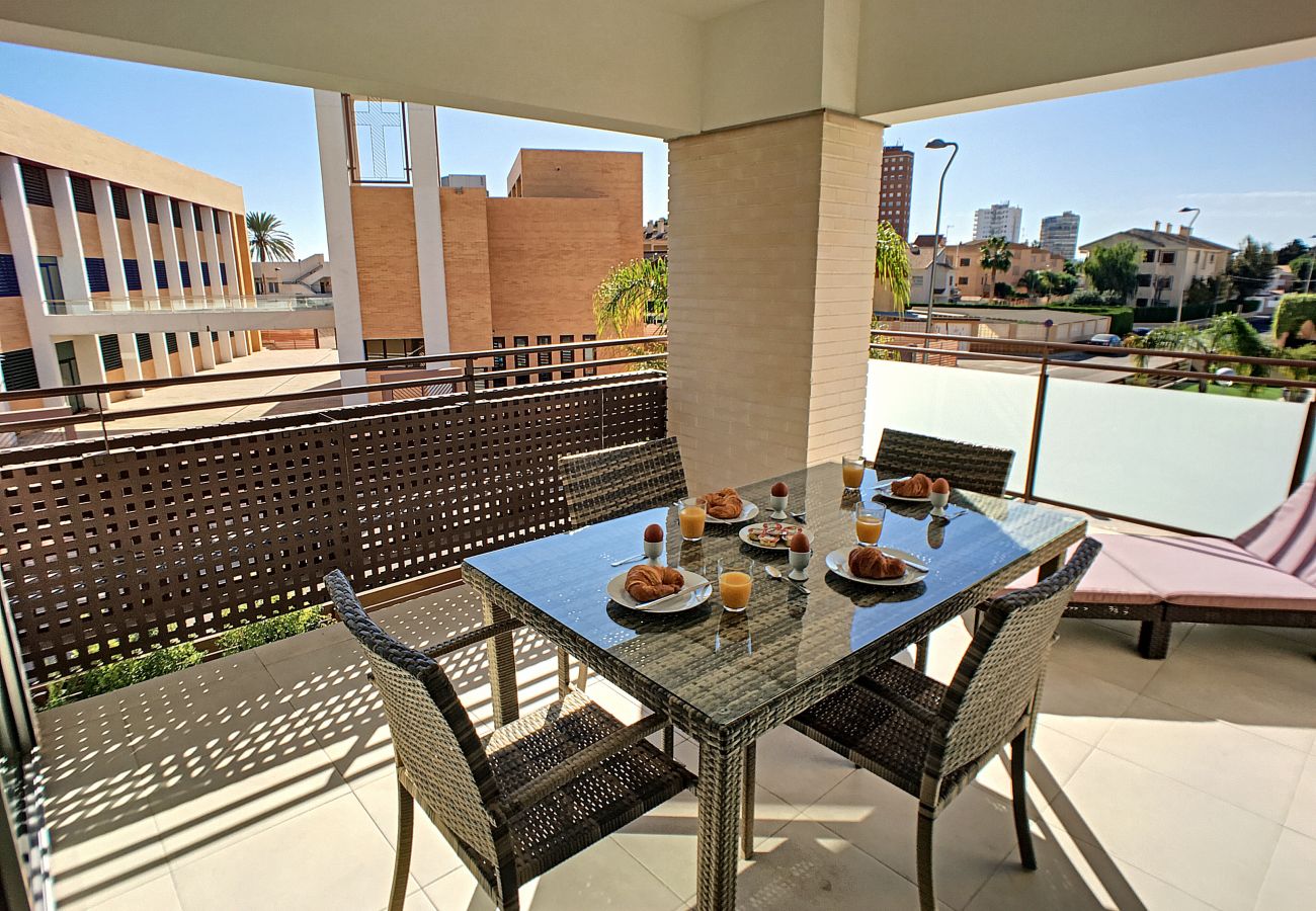 Luxurious apartment with spacious and modern well equipped balcony